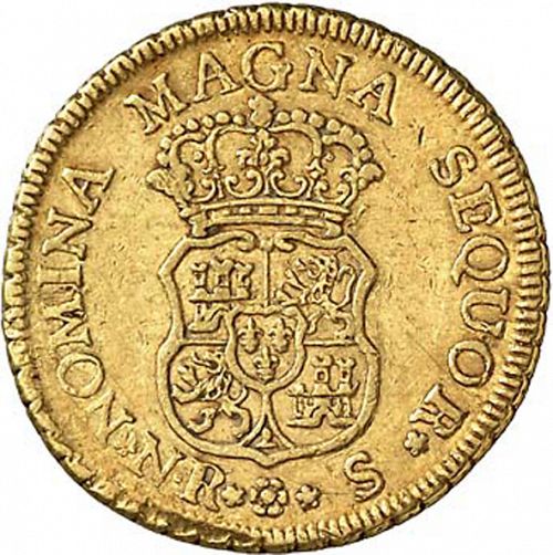 2 Escudos Reverse Image minted in SPAIN in 1756S (1746-59  -  FERNANDO VI)  - The Coin Database