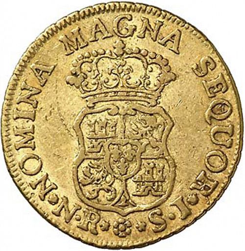 2 Escudos Reverse Image minted in SPAIN in 1757SJ (1746-59  -  FERNANDO VI)  - The Coin Database