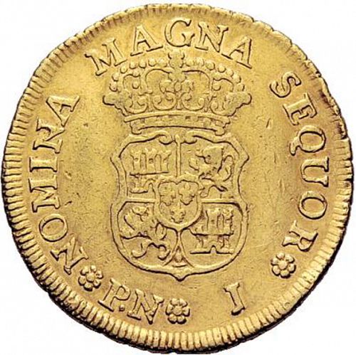2 Escudos Reverse Image minted in SPAIN in 1758J (1746-59  -  FERNANDO VI)  - The Coin Database