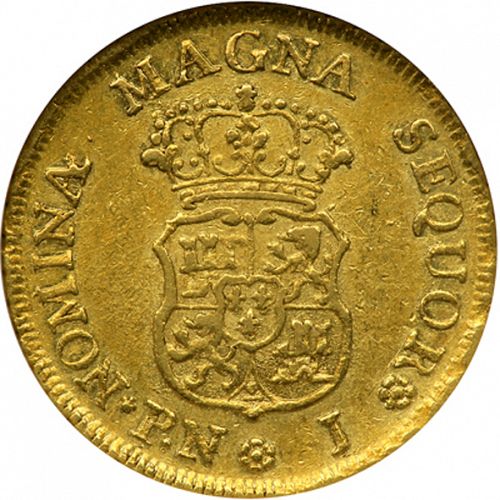 2 Escudos Reverse Image minted in SPAIN in 1759J (1746-59  -  FERNANDO VI)  - The Coin Database