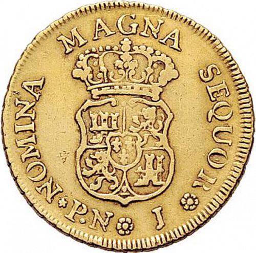 2 Escudos Reverse Image minted in SPAIN in 1760J (1746-59  -  FERNANDO VI)  - The Coin Database