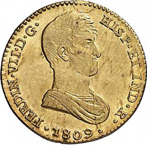 2 Escudos Obverse Image minted in SPAIN in 1809CN (1808-33  -  FERNANDO VII)  - The Coin Database