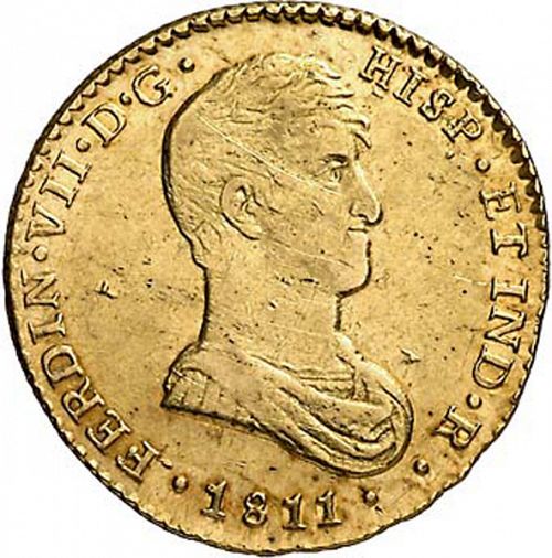 2 Escudos Obverse Image minted in SPAIN in 1811CI (1808-33  -  FERNANDO VII)  - The Coin Database