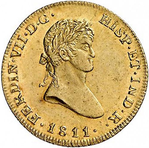 2 Escudos Obverse Image minted in SPAIN in 1811SF (1808-33  -  FERNANDO VII)  - The Coin Database