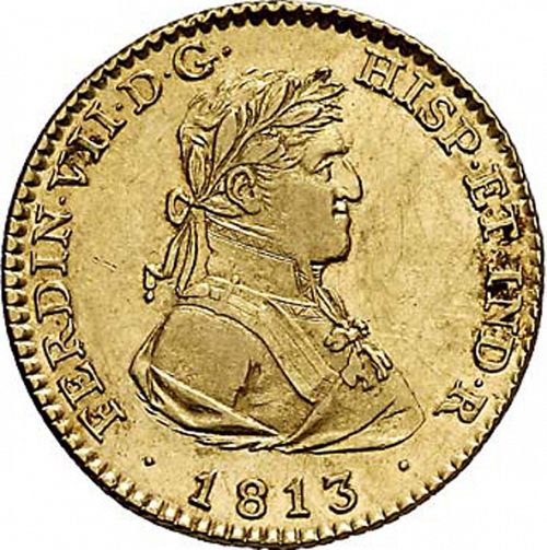 2 Escudos Obverse Image minted in SPAIN in 1813GJ (1808-33  -  FERNANDO VII)  - The Coin Database