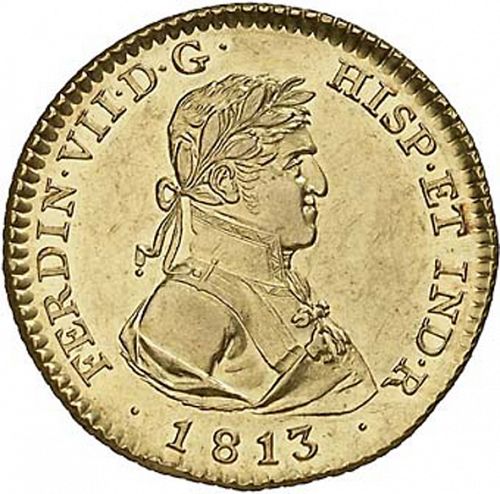 2 Escudos Obverse Image minted in SPAIN in 1813IG (1808-33  -  FERNANDO VII)  - The Coin Database