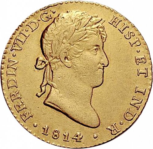 2 Escudos Obverse Image minted in SPAIN in 1814CJ (1808-33  -  FERNANDO VII)  - The Coin Database