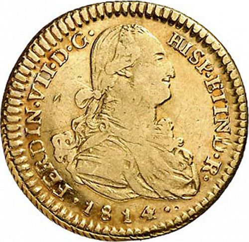 2 Escudos Obverse Image minted in SPAIN in 1814FJ (1808-33  -  FERNANDO VII)  - The Coin Database