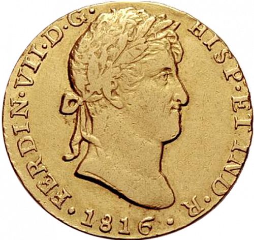 2 Escudos Obverse Image minted in SPAIN in 1816CJ (1808-33  -  FERNANDO VII)  - The Coin Database