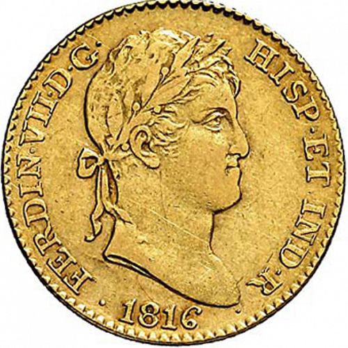 2 Escudos Obverse Image minted in SPAIN in 1816GJ (1808-33  -  FERNANDO VII)  - The Coin Database