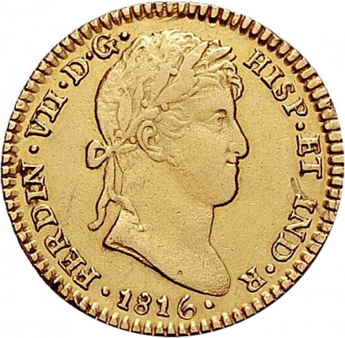 2 Escudos Obverse Image minted in SPAIN in 1816JJ (1808-33  -  FERNANDO VII)  - The Coin Database