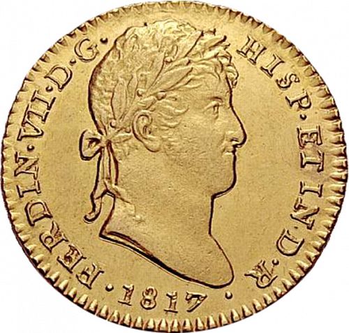 2 Escudos Obverse Image minted in SPAIN in 1817CJ (1808-33  -  FERNANDO VII)  - The Coin Database