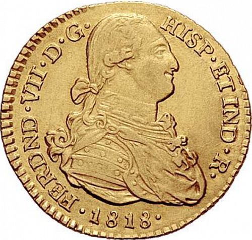 2 Escudos Obverse Image minted in SPAIN in 1818FM (1808-33  -  FERNANDO VII)  - The Coin Database