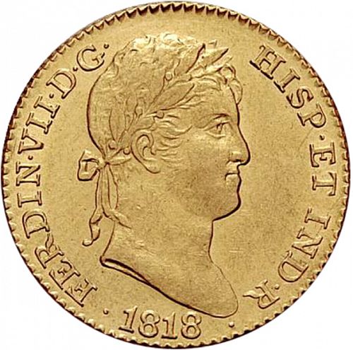 2 Escudos Obverse Image minted in SPAIN in 1818GJ (1808-33  -  FERNANDO VII)  - The Coin Database