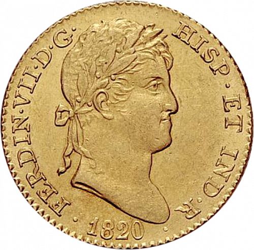 2 Escudos Obverse Image minted in SPAIN in 1820GJ (1808-33  -  FERNANDO VII)  - The Coin Database