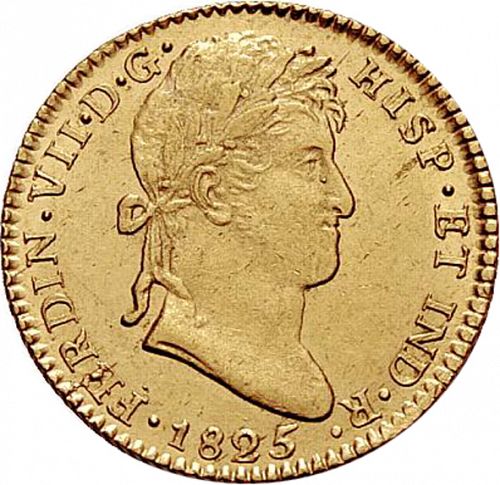 2 Escudos Obverse Image minted in SPAIN in 1825JB (1808-33  -  FERNANDO VII)  - The Coin Database