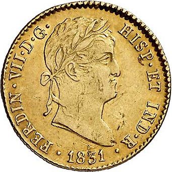2 Escudos Obverse Image minted in SPAIN in 1831JB (1808-33  -  FERNANDO VII)  - The Coin Database