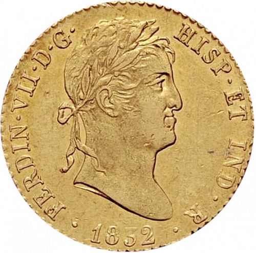 2 Escudos Obverse Image minted in SPAIN in 1832AJ (1808-33  -  FERNANDO VII)  - The Coin Database