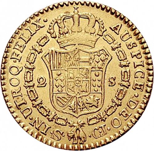 2 Escudos Reverse Image minted in SPAIN in 1820CJ (1808-33  -  FERNANDO VII)  - The Coin Database