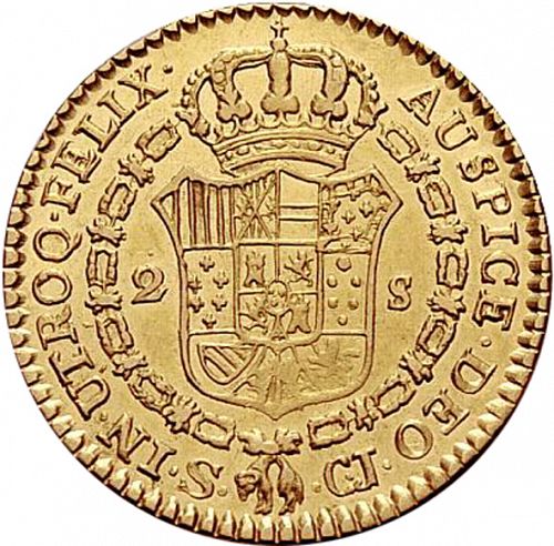 2 Escudos Reverse Image minted in SPAIN in 1821CJ (1808-33  -  FERNANDO VII)  - The Coin Database