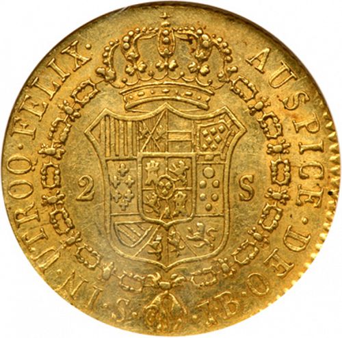 2 Escudos Reverse Image minted in SPAIN in 1827JB (1808-33  -  FERNANDO VII)  - The Coin Database