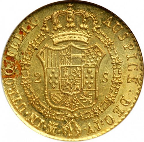 2 Escudos Reverse Image minted in SPAIN in 1829AJ (1808-33  -  FERNANDO VII)  - The Coin Database