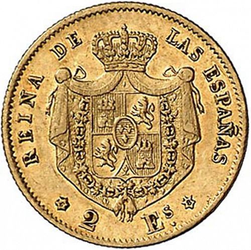 2 Escudos Reverse Image minted in SPAIN in 1868 / 68 (1865-68  -  ISABEL II - 2nd Decimal Coinage)  - The Coin Database