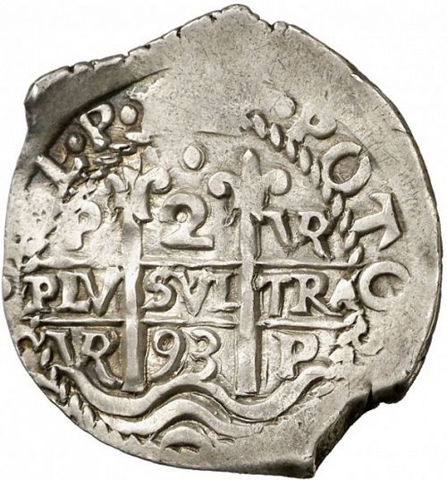 2 Reales Obverse Image minted in SPAIN in 1693VR (1665-00  -  CARLOS II)  - The Coin Database