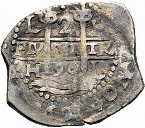 2 Reales Obverse Image minted in SPAIN in 1696H (1665-00  -  CARLOS II)  - The Coin Database