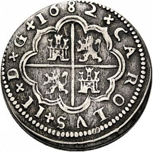 2 Reales Reverse Image minted in SPAIN in 1682M (1665-00  -  CARLOS II)  - The Coin Database