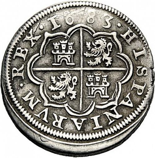 2 Reales Reverse Image minted in SPAIN in 1683BR (1665-00  -  CARLOS II)  - The Coin Database