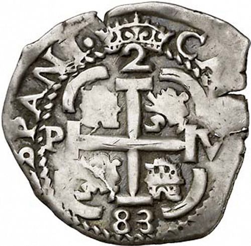 2 Reales Reverse Image minted in SPAIN in 1683V (1665-00  -  CARLOS II)  - The Coin Database