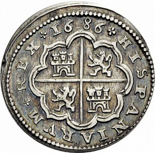 2 Reales Reverse Image minted in SPAIN in 1686BR (1665-00  -  CARLOS II)  - The Coin Database