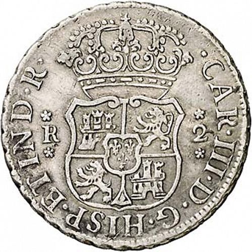 2 Reales Obverse Image minted in SPAIN in 1765JM (1759-88  -  CARLOS III)  - The Coin Database