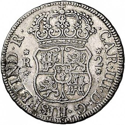 2 Reales Obverse Image minted in SPAIN in 1768JR (1759-88  -  CARLOS III)  - The Coin Database