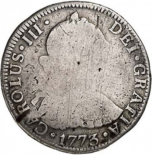 2 Reales Obverse Image minted in SPAIN in 1773DA (1759-88  -  CARLOS III)  - The Coin Database