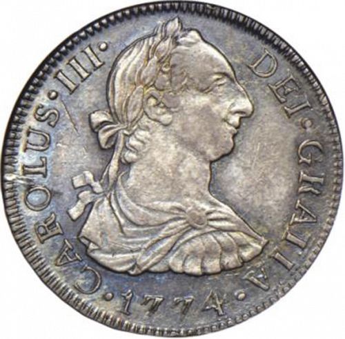 2 Reales Obverse Image minted in SPAIN in 1774FM (1759-88  -  CARLOS III)  - The Coin Database