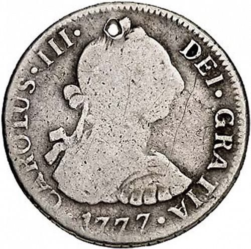 2 Reales Obverse Image minted in SPAIN in 1777DA (1759-88  -  CARLOS III)  - The Coin Database