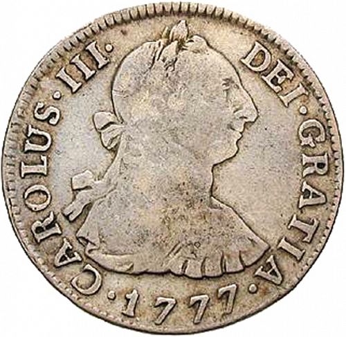 2 Reales Obverse Image minted in SPAIN in 1777MJ (1759-88  -  CARLOS III)  - The Coin Database