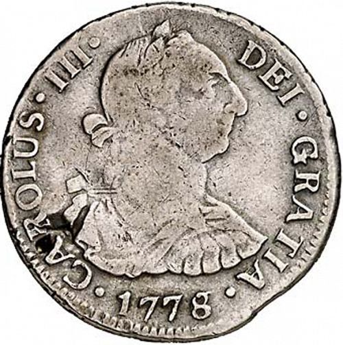 2 Reales Obverse Image minted in SPAIN in 1778DA (1759-88  -  CARLOS III)  - The Coin Database