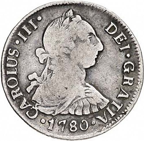 2 Reales Obverse Image minted in SPAIN in 1780DA (1759-88  -  CARLOS III)  - The Coin Database