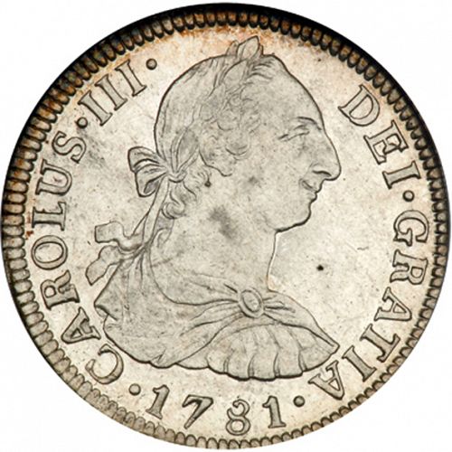 2 Reales Obverse Image minted in SPAIN in 1781FF (1759-88  -  CARLOS III)  - The Coin Database