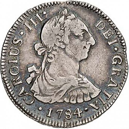 2 Reales Obverse Image minted in SPAIN in 1784DA (1759-88  -  CARLOS III)  - The Coin Database