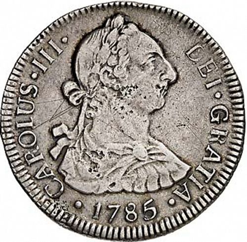 2 Reales Obverse Image minted in SPAIN in 1785DA (1759-88  -  CARLOS III)  - The Coin Database