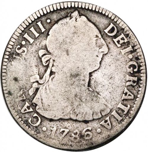 2 Reales Obverse Image minted in SPAIN in 1786FF (1759-88  -  CARLOS III)  - The Coin Database