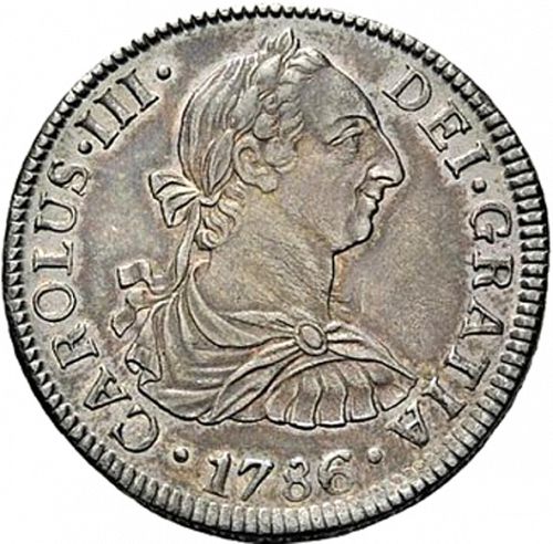 2 Reales Obverse Image minted in SPAIN in 1786FM (1759-88  -  CARLOS III)  - The Coin Database