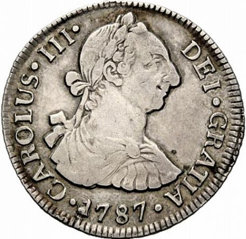 2 Reales Obverse Image minted in SPAIN in 1787DA (1759-88  -  CARLOS III)  - The Coin Database