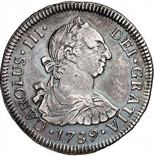 2 Reales Obverse Image minted in SPAIN in 1789DA (1759-88  -  CARLOS III)  - The Coin Database