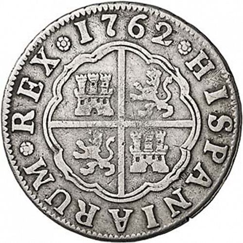 2 Reales Reverse Image minted in SPAIN in 1762JV (1759-88  -  CARLOS III)  - The Coin Database