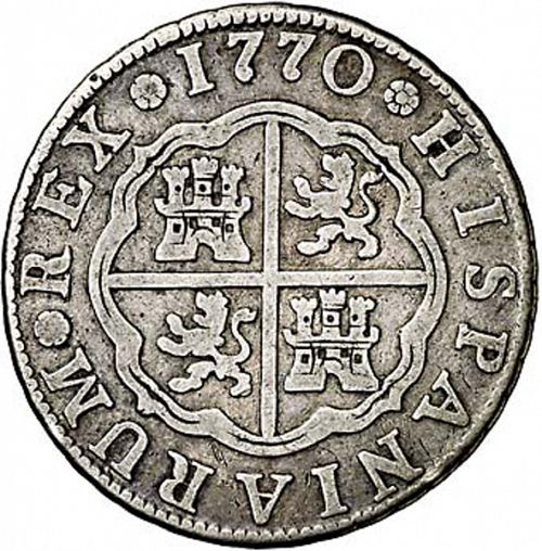 2 Reales Reverse Image minted in SPAIN in 1770PJ (1759-88  -  CARLOS III)  - The Coin Database